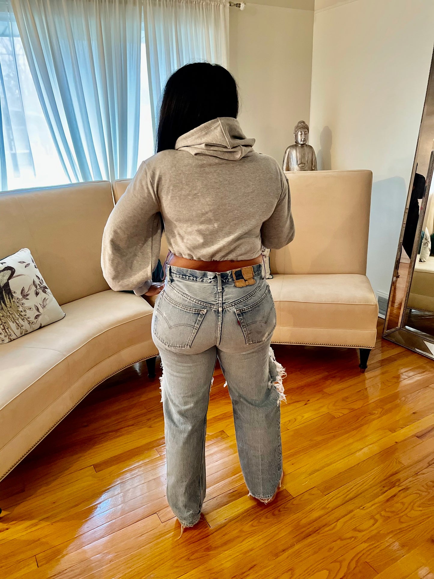 Push It Crop Bustier Sweatshirt